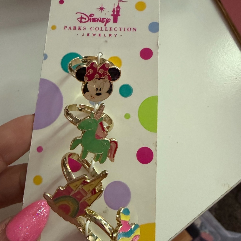 Disney Kids Ring Set with Pink, Green & Gold Accents